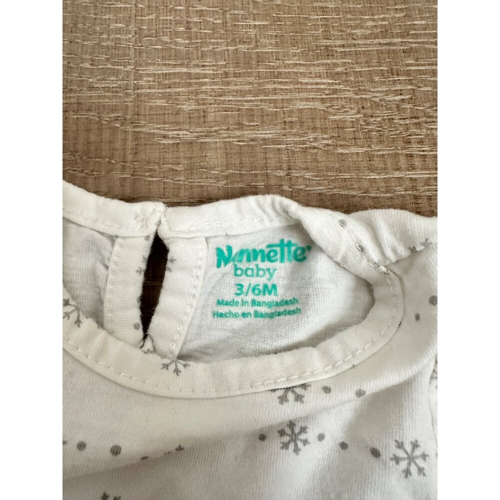 Nannette Baby 3/6M Blue Corduroy Dress & White Onesie Set With Snowflake Mitten - Picture 4 of 5